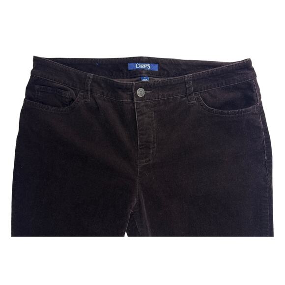 Chaps Denim Corduroy Pants Women 14 Brown Stretch Mid-Rise Classic Preppy - Picture 2 of 10